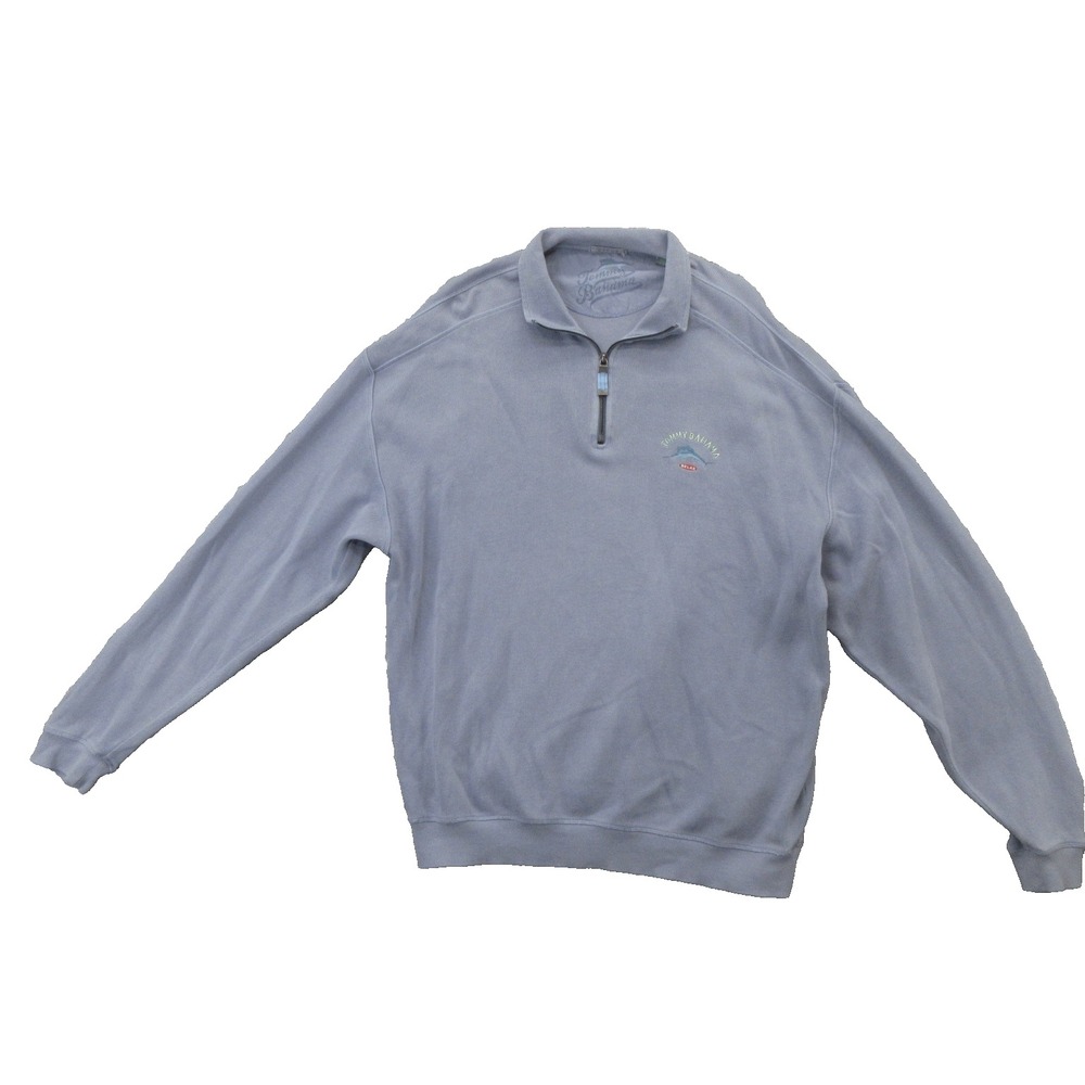 Tommy Bahama Sweater Mens Large Quarter Zip Pullover Embroidered Relaxed Fit